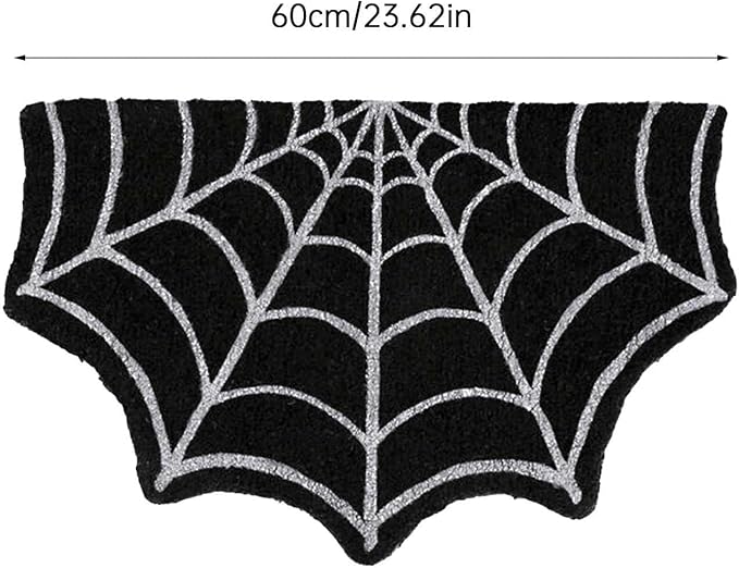 Spider Web Indoor Halloween Rug Black Kitchen Rugs Goth Bath Mat Spooky Non Slip Doormats Fall Thanksgiving Rugs for Indoor Outdoor Entrance (Black)