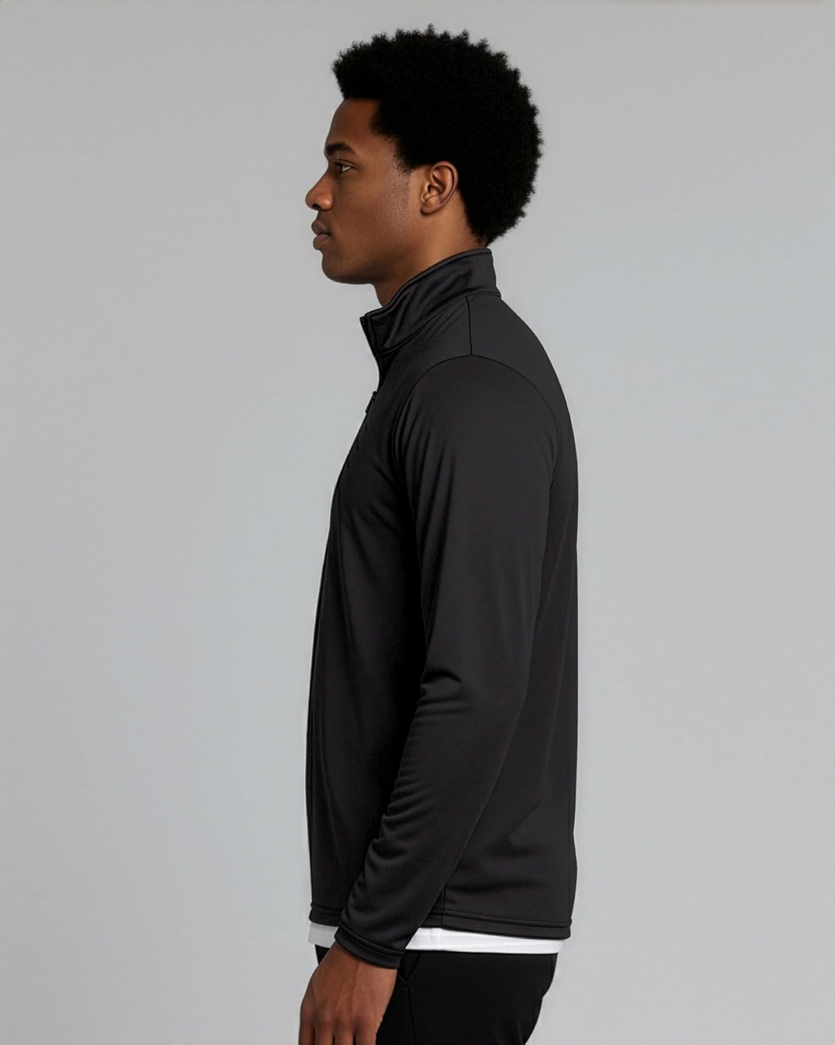 Medium , Real Essentials 3 Pack: Men's Dry-Fit Active Quarter Zip Long Sleeve Athletic Performance Pullover (Available in Big & Tall)