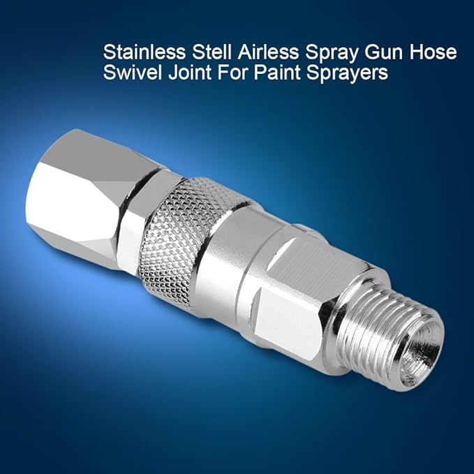 Sprayer Joint, 14-Inch 360 Degrees Rotate Stainless Steel Airless High Pressure Spray Gun Hose Swivel Joint Connector Accessories for Paint Sprayers Hose