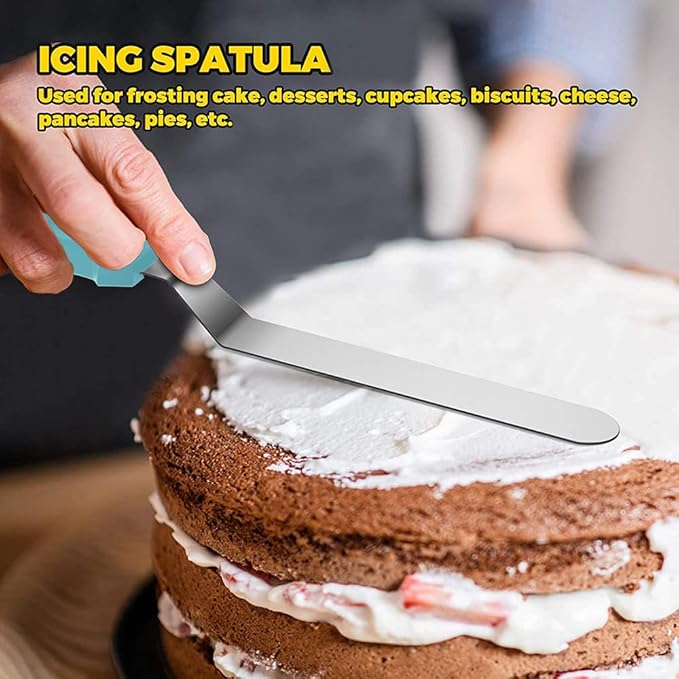 Utoolmart Bent Icing Spatula 6" Blades Stainless Steel Angled Offset Baking Cake Decorating Frosting Spatulas Knife Gifts for Christmas 1Pcs