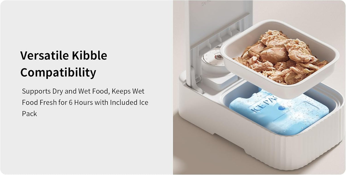 Meal Automatic Pet Feeder for Cats and Small Dogs with Ice Pack (2 bowl feeder)
