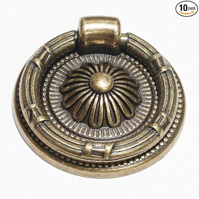 Cupboard Pulls Drop Ring Drawer Pulls Brass Oil-Rubbed Bronze 2 inch Diameter Pack fo 10 (Pack of 10)