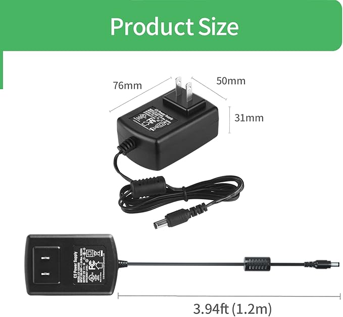 UL Certified AC to DC 12V 3A Power Supply Adapter for CCTV Cameras DVR NVR 5.5mm x 2.1mm UL Listed FCC