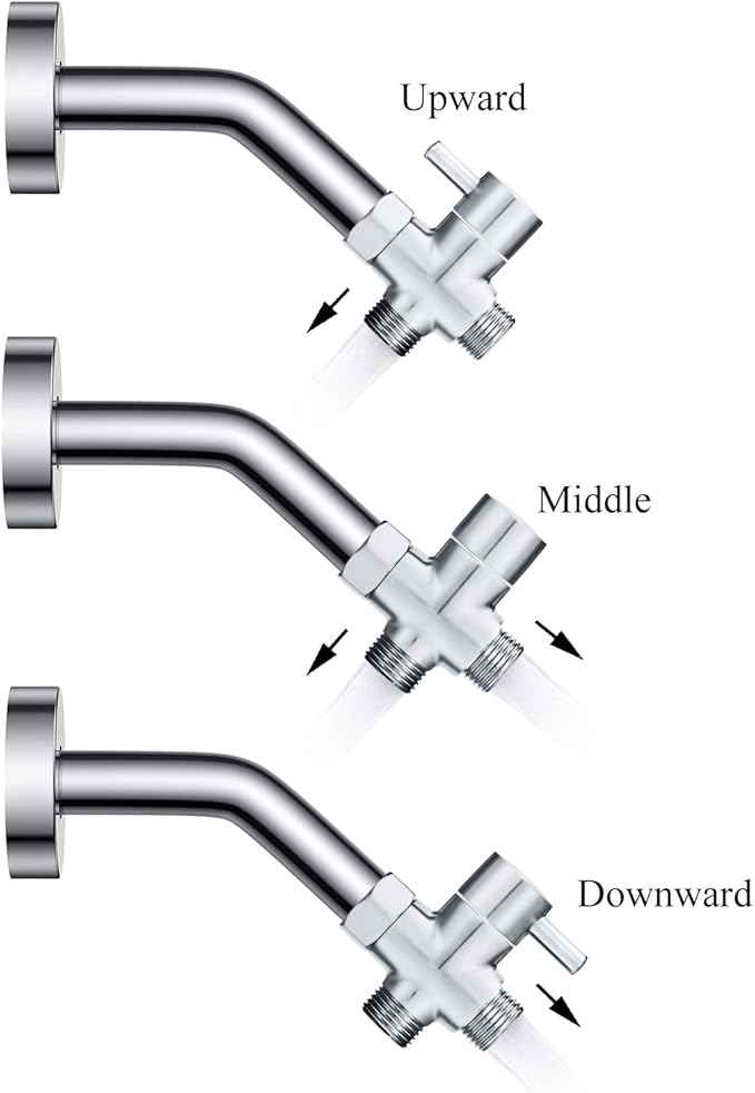 Solid Brass 3-way G1/2 Shower Diverter Chrome Plating