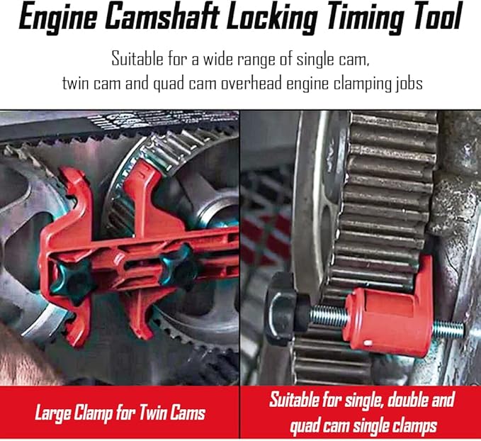 5PCS Car Dual Cam Clamp Camshaft Kit - Anti Slip Locking Timing Tool Kit for SingleTwinQuad Camshaft Clamp Engine - Universal Car Accessories Cam Bearing Tool