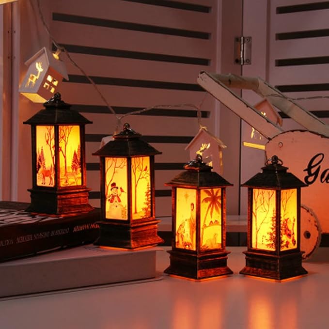2pcs Christmas Snowman Lantern Night Lamp Decorative LED Light Desktop Bedroom Festive Tabletop Decoration Battery Operated Christmas Lanterns