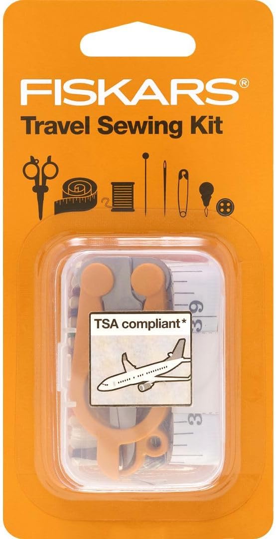 Fiskars 27-Piece Travel Sewing Set with Case - Craft Supplies - Orange Assorted Safety Pins - Assorted 3-Size Safety Pin Set - Sewing Accessories and Supplies - 75-Piece