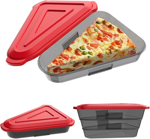 Reusable Pizza Storage Container with 3 Mergable containers - Combined Pizza PP Container to Organize & Save Space, Red&Black