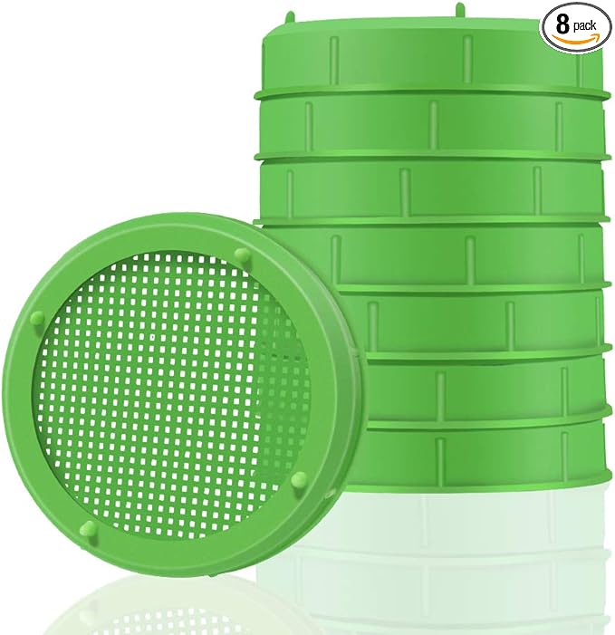 Picowe Plastic Sprouting Lids, Sprouting Jar Strainer Lid, for 86mm Wide Mouth Mason Jars, Canning Jars, Suit for Grow Bean Sprouts, Alfalfa, Salad Sprouts(8 Pack,Green)