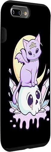 iPhone 7 Plus/8 Plus Kawaii Pastel Goth Cute Creepy Witchy Cat and Skull Case