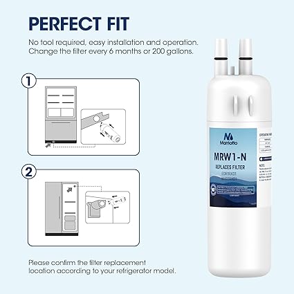 MARRIOTTO Refrigerator Water Filter Compatible with Whirlpool W10295370A, EDR1RXD1, WHR1RXD1, KAD1RXD1, Filter 1, W10295370, P4RFWB, P8RFWB2L, 46-9930, 46-9081 Refrigerator Water Filter Pack of 2