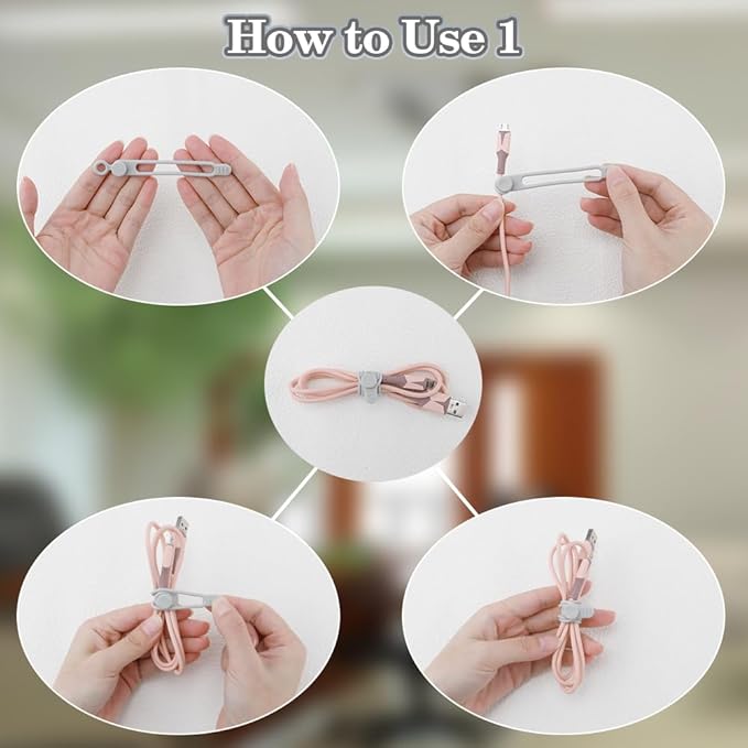 12Pcs Grey Silicone Cable Ties, Grey Cord Strap, Silicone Cable Straps, Rubber Cable Ties, Charger Computer Headphone Mouse Cord Ties for Office Home Kitchen School Travel Organization