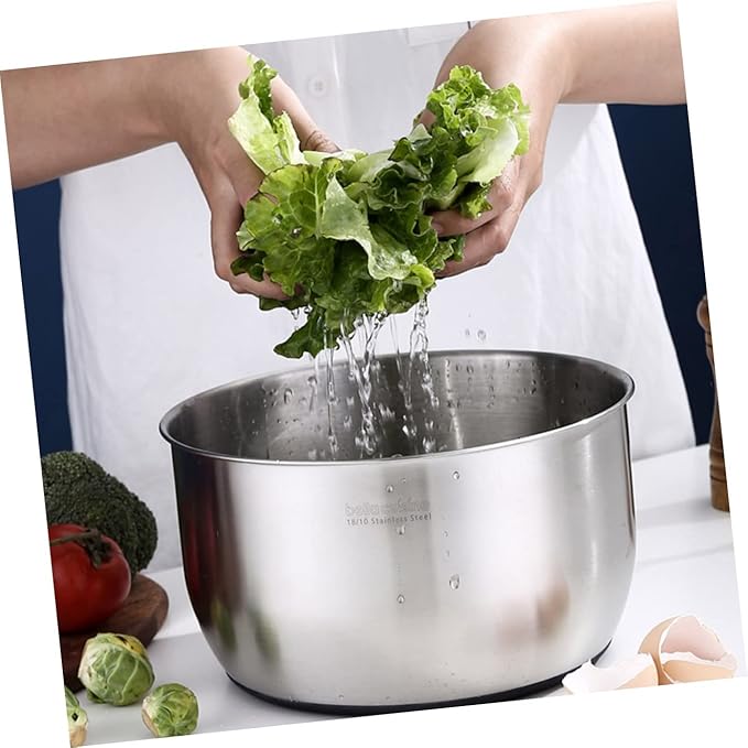 XENITE 1pc Steel Duty Whisking Storage Heavy Scale Supplies Serving Cream Mixing Blender Prep Stainless Deep Pot Grade Tool for Nesting Cooking Deeper Egg Baking Measurement Plates