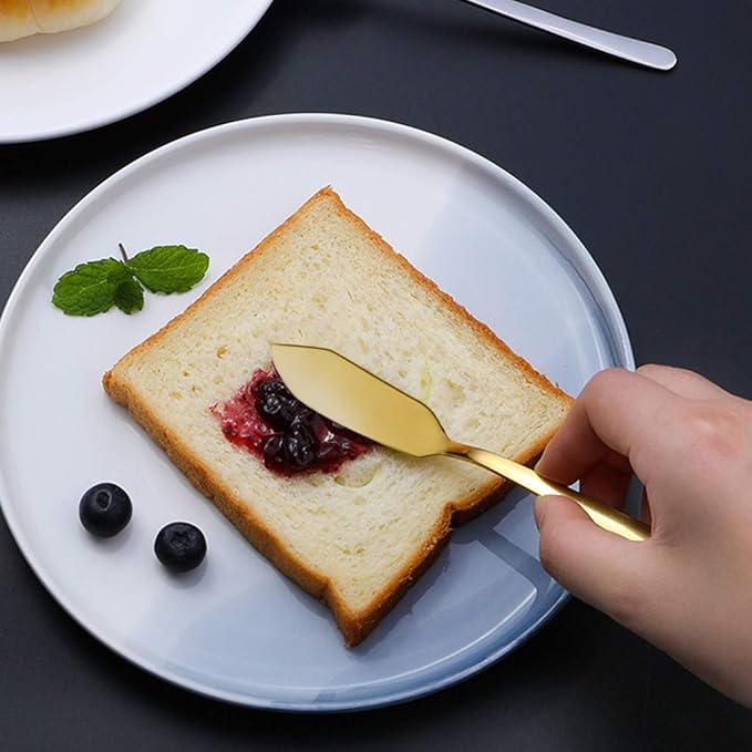 Stainless Steel Cheese Dessert Knives, Breakfast Butter Knife, Slicer Sandwich Spreader, Stainless Steel Better Butter Spreader Easy Spread Cold Hard Butter Cheese Jams (Black)