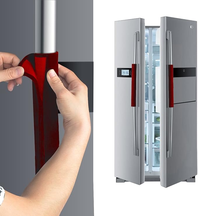 OUGAR8 Refrigerator Door Handle Covers,Keep Your Kitchen Appliance Clean from Smudges, Fingertips, Drips, Food Stains, Perfect for Dishwashers (5pcs,Burgundy)
