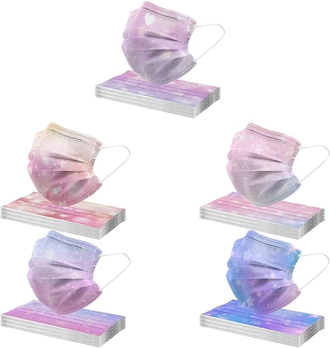 50 Pcs Kids Disposable Face_Masks,Printed Facemasks for Children Back to School
