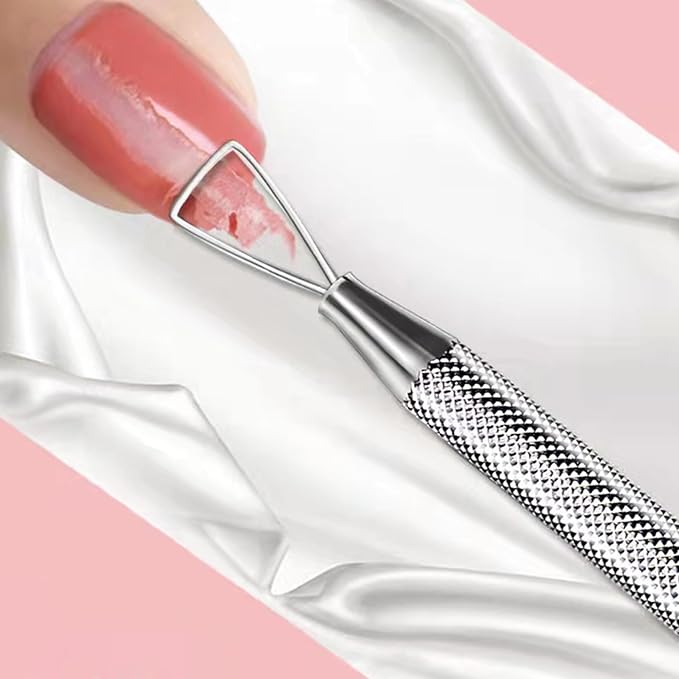 Nail Cuticle Pusher - Stainless Triangle Gel Nail Polish Remover Cuticle Peeler Scraper Remover Tool for Fingernails and Toenails