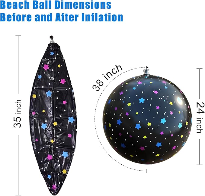 Black Beach Ball, Big Beach Ball 24 Inches - Fun Pool Beach Toy for Kids & Adults Perfect for Summer Water Games and Hawaiian Themed Parties Beach Balls Bulk