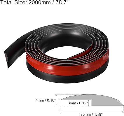 uxcell Floor Transition Strip 6.6ft Self Adhesive Carpet Transition Edging Trim Strip 2 Meter PVC Floor Strip for Height Less Than 3mm, Black