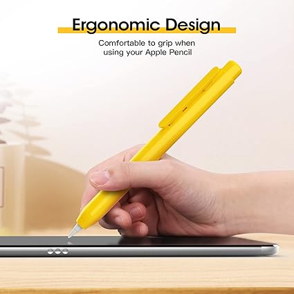 TiMOVO Holder Case Fit Apple Pencil 1st Generation, Retractable Tip Cap Protective Pencil Sleeve Cover with Sturdy Clip for Apple Pencil 1st Gen - Yellow