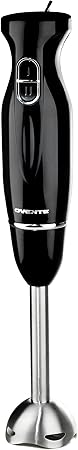 OVENTE Immersion Hand Blender, 300W Electric Handheld Portable Stick Mixer with 2 Mixing Speed and Stainless Steel Blades for Effortless Blending Smoothies, Shakes, Puree or Baby Food, Black HS560B