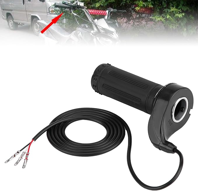 Full Twist Throttle Ebike Throttle 22.5mm 0.88in Universal Electric Scooter Throttle with 3 Wires for Electric Scooters, Bicycles, Pocket Bikes, Mini Choppers and Go Karts