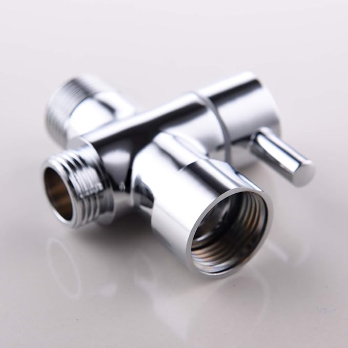 Metal T-adapter with Shut-off T Valve, 78 or 1516 and G12 3-way Water Tee Connector,for Handheld Toilet Bidet Spray Bathroom,Chrome, DSF006