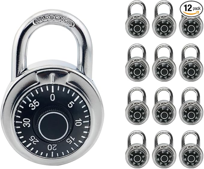 12 Pack Combination Lock Locker Lock for Gym and School Lockers Safe Combination Padlock Mini Combination LockOoaStandard Dial Combination Lock, Pack of 12
