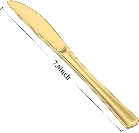 N9R 72 Pack Gold plastic Knives, Solid, Durable and Heavy Duty Plastic Knives, Perfect Utensils for Parties, Weddings and other Formal Events