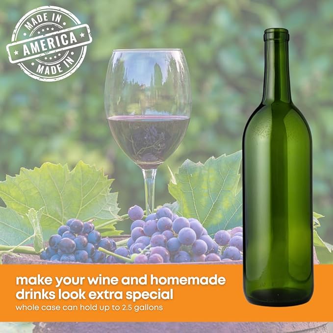 FastRack - W5 Wine Bottles, Bordeaux Liquor Bottles, Green Wine Bottles, 750 ml Empty Bottles, Empty Bottles for Drinks, 12 per Case