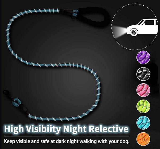COOYOO Dog Leash 56 FT with Comfortable Padded Handle and Highly Reflective Threads for Small Medium and Large Dogs