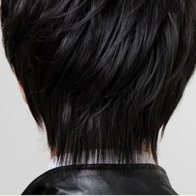 OMORFIEER Cool Mens Boys Short 25cm Straight Black Hair Party Heat Resistant Cosplay Wig