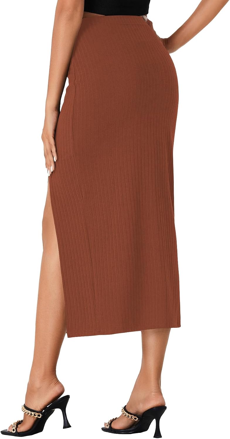 Women's High Waist Long Pencil Skirt Side Split Bodycon Party Club Night Out Midi Skirts