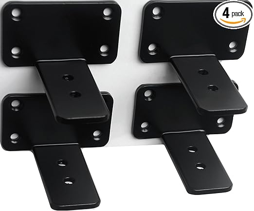 4 Pack - 3 inch Black Hidden L Shelf Bracket (1/5 Inch Thicked) Iron Shelf Brackets, Metal Shelf Bracket, Industrial Shelf Bracket, Modern Shelf Bracket, Metal L Brackets for Shelves Support