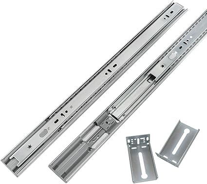 LONTAN 18 inch Heavy Duty Soft Close Drawer Slides 1 Pair Full Extension Ball Bearing Drawer Glides Side Mount Cabinet Rails with Rear Mounting Brackets 100lb Capacity