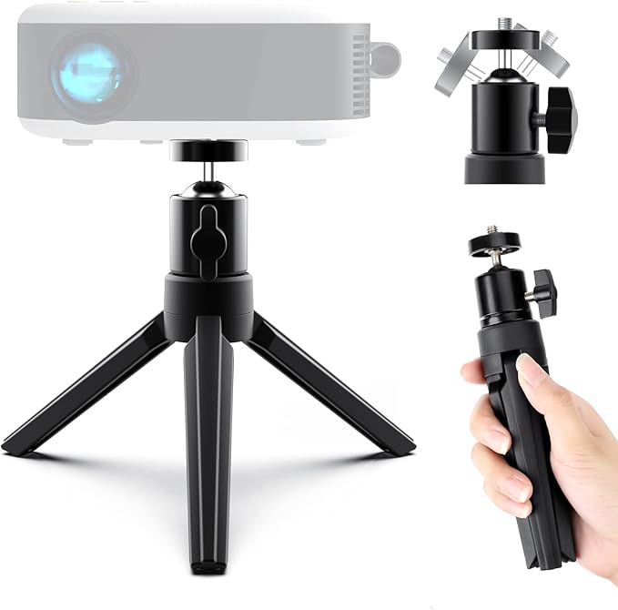 Mini Projector Tripod, Didbynm 6.3 Inch Compact Desktop Tripod Stand Universal 14 Screw Ballhead Pocket Tripods Stand for Mini ProjectorCameras Smooth 4, Osmo Mobile, Vimble 2