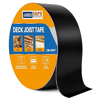 ADHES Deck Joist Tape 2 inch, 2" x 50' Weather Resistance Waterproof Joist Tape for Decking, Deck Flashing Tape, Butyl Joist Tape, Ideal for Wood Decks Beams Roof, Outdoor Construction Use