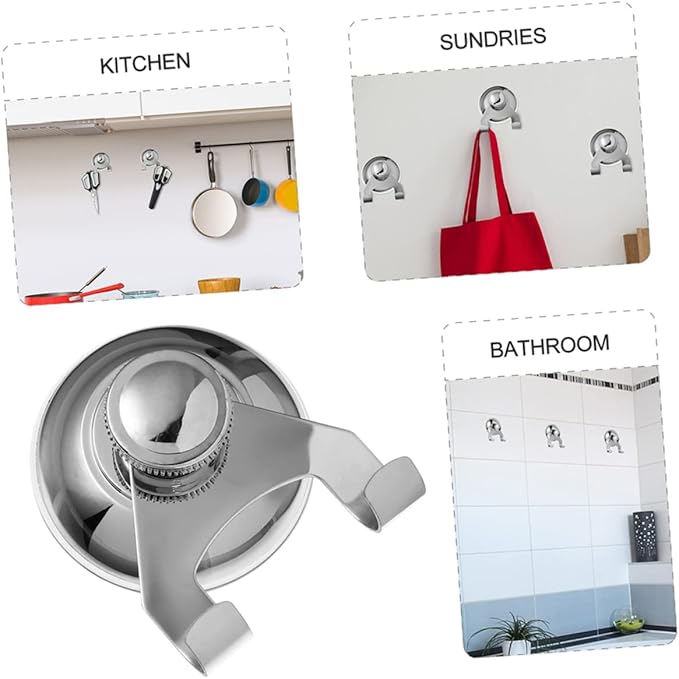Stainless Steel Suction Cup Hook for Shower and Kitchen Strong Suction Hooks for Hanging Coats Towels and Accessories No Trace Design for Bathroom and Home Use