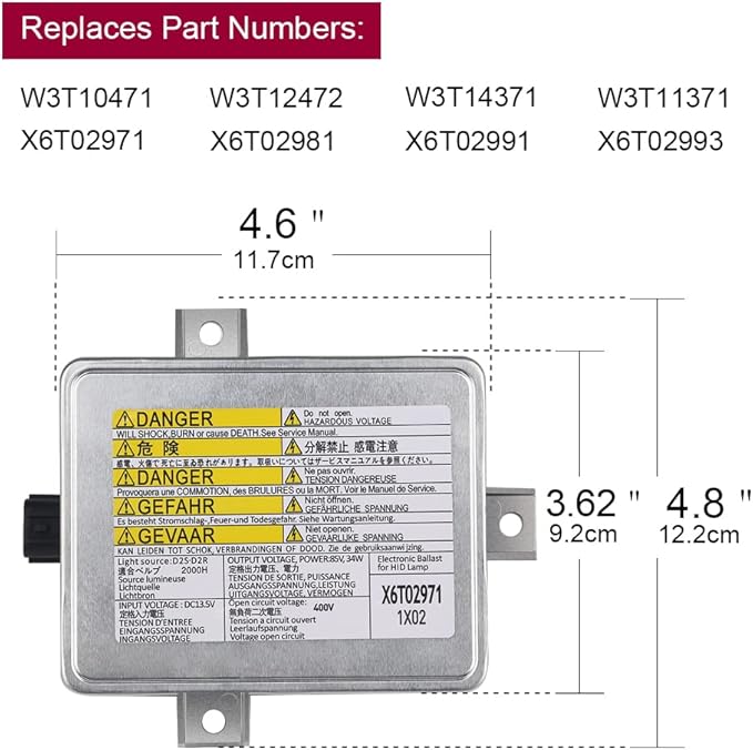 Xenon HID Headlight Ballast Replacement for W3t10471 X6t02993 X6t02981 X6t02991 X6t02971 Compatible with Acura TL Acura TSX Honda S2000 Mazda 3