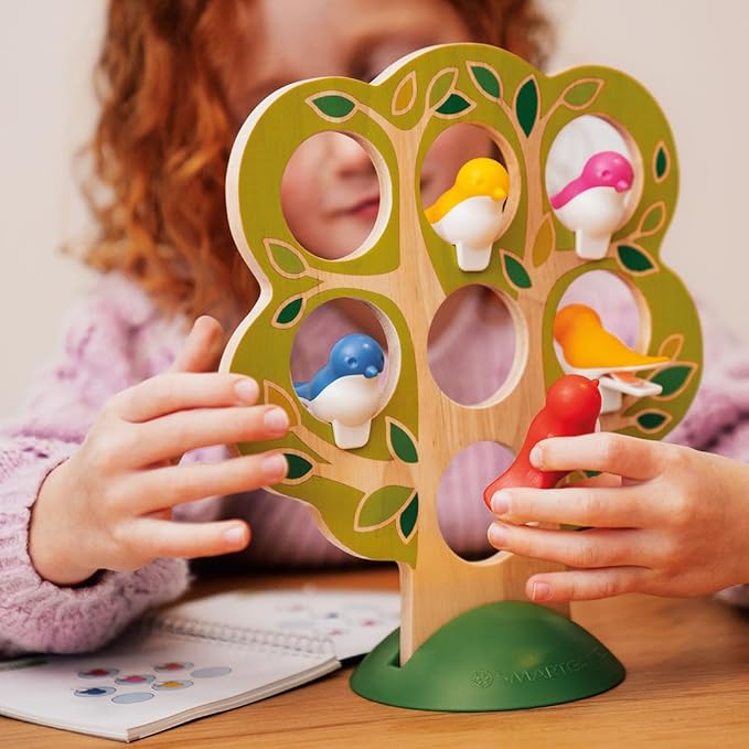 SmartGames 5 Little Birds Wooden Deduction Game for Ages 5 - Adult with 60 Challenges