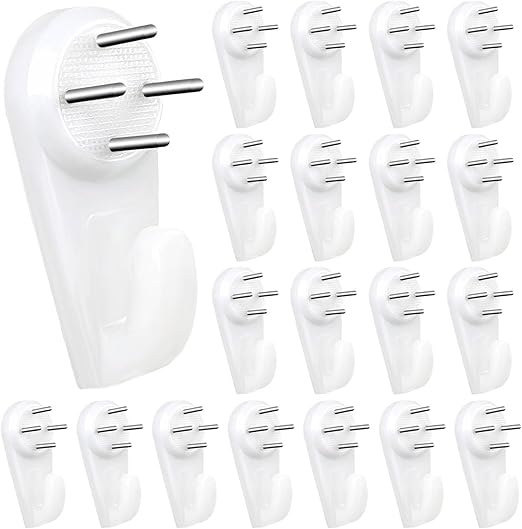 20 Pcs Plastics No Trace Picture Hangers Picture Hangers Hanging Kit Invisible Nail Screws Wall Hooks Hardwall Drywall Hooks for Tapestry, Clocks, Hanging Picture, Cement Wall, Hard Walls and More (L)