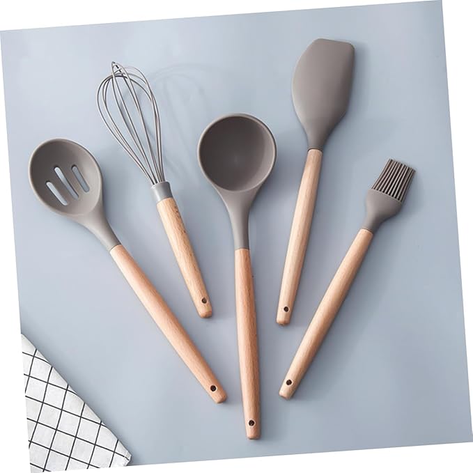 KICHOUSE Kitchen Utensils Cookware Soup Ladle Kitchen Appliances Bamboo Spatula Wooden Handle