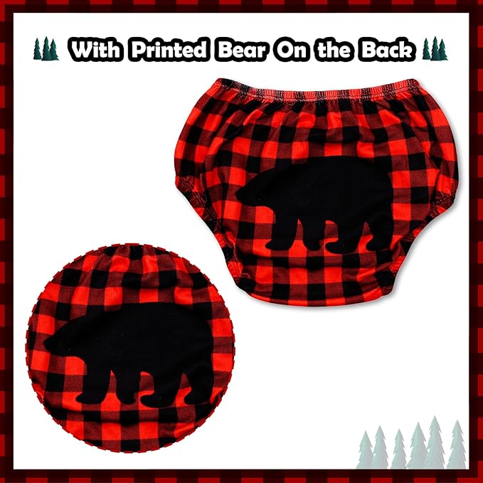 Lumberjack Cake Smash Outfit for Baby Boys Wild One Birthday Party,Diaper Cover Bloomer Bow Tie Suspenders Boys 1st Birthday Buffalo Plaid Milestone Photoshoot Supplies