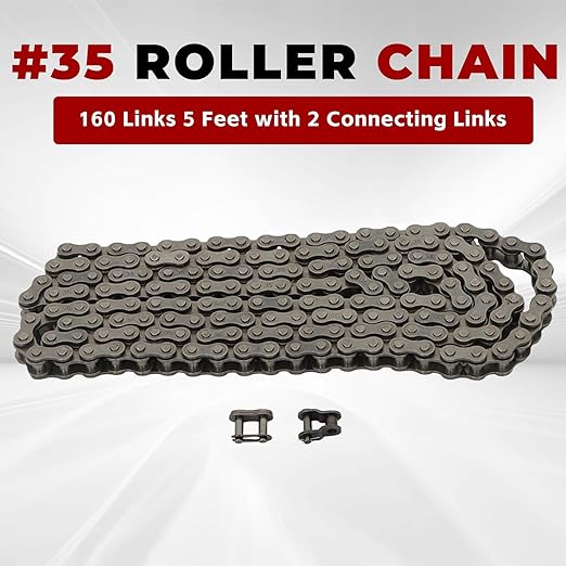 #35 Roller Chain 160 Links 5 Feet with 2 Connecting Links and 1 Offset Links Fit for Go Kart and Mini Bike