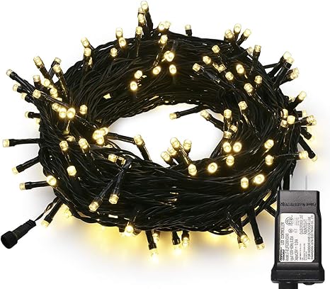 MYGOTO 33FT 100 LEDs String Lights,Green Wire Waterproof Fairy Lights 8 Modes 30V UL Certified Plug in Xmas Lights for Home, Garden, Wedding, Party, Christmas Decoration Indoor Outdoor (Warm White)