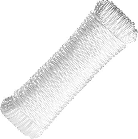 Nylon Rope, Paracord 550 Works Well for Camping Hiking Utility, Good for Clothesline, Tie, Pull, Swing and More - 14 Inch by 80 Ft. White