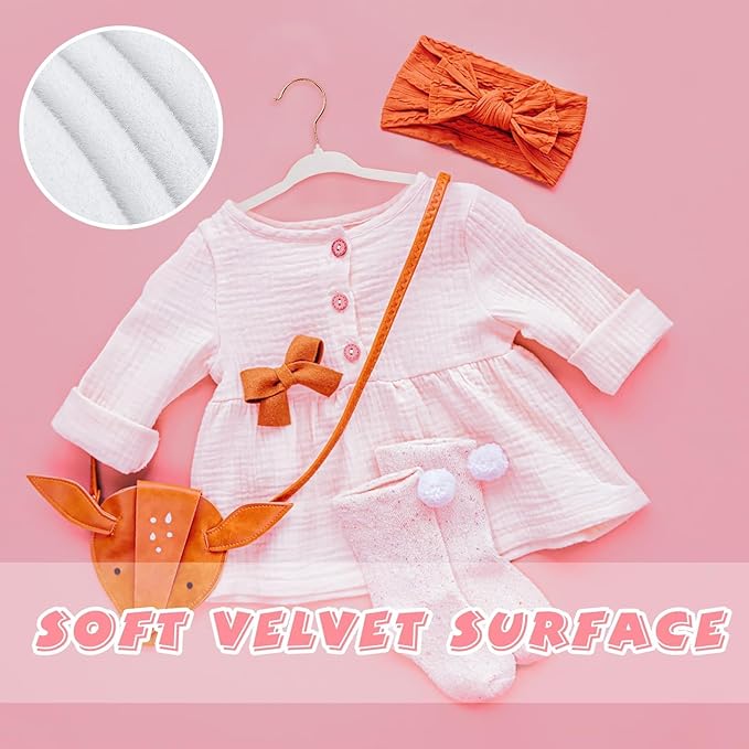 ManGotree Baby Velvet Hangers with 360° Swivel Rose Gold Hook, 11" Non-Slip Toddler Hanger, Ultra Thin Space Saving Infant Hangers for Kids Clothes, 15 Pack (White)
