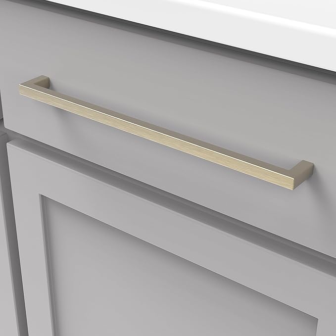 Hickory Hardware Solid Core Kitchen Cabinet Pulls, Luxury Cabinet Handles, Hardware for Doors & Dresser Drawers, 12 Inch Hole Center, Elusive Golden Nickel, Skylight Collection(Pack of 1)