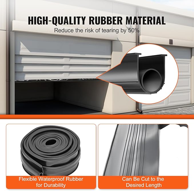 VEVOR Garage Door Seals Bottom Rubber, U Shape +O Ring Garage Door Weather Stripping, Universal Weatherproof Threshold Buffering Sealing Rubber, 5/16 inch T-Ends and 3 3/4 inch Width (10 Ft, Black)