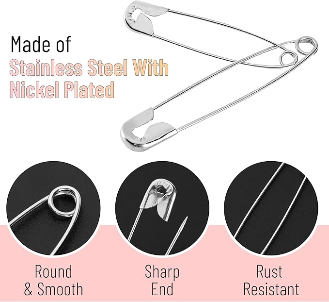 Mr. Pen- Safety Pins Assorted, 400 Pack, 5 Different Sizes, Silver, Assorted Safety Pins, Safety Pin, Small Safety Pins, Safety Pins Bulk, Large Safety Pins, Safety Pins for Clothes